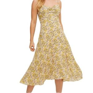 Lush clothing women’s printed cowl neck slit midi dress